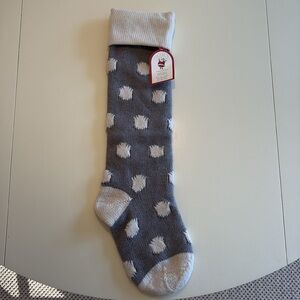 Pottery Barn Kids Gray and Cream Polka Dot Christmas Stocking